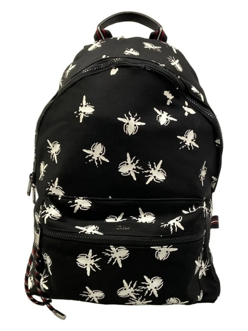 Dior HOMME 1PEBA064 Black White Red Nylon Leather Backpack